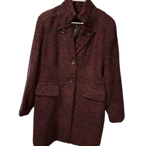 Chadwicks Burgundy Tweed Pea Coat